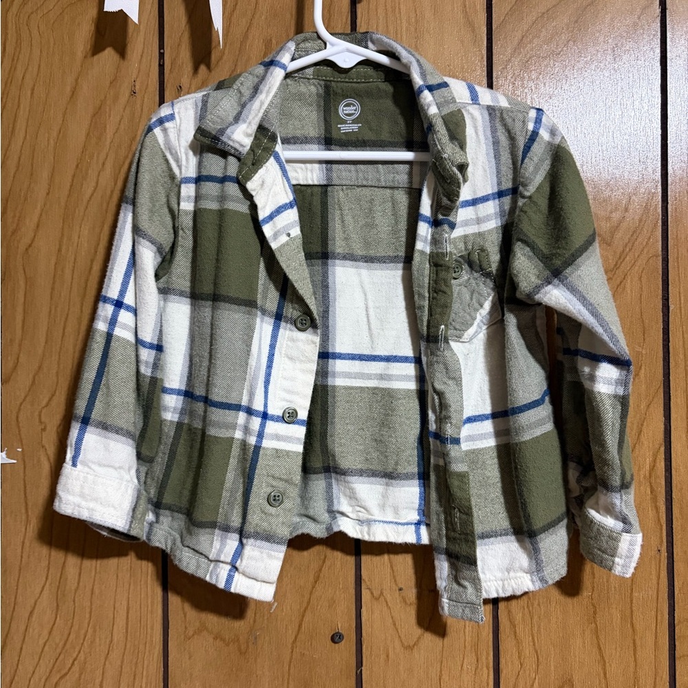 Wonder Nation Green and Blue Plaid Kids Jacket